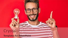  Presentation with inspiration - Audience pleasing PPT theme consisting of handsome-caucasian-man-with-beard backdrop and a coral colored foreground