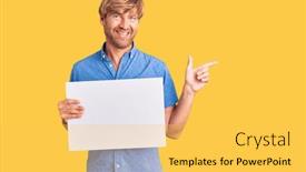  Presentation with poster - Presentation theme featuring handsome-caucasian-man-with-beard background and a yellow colored foreground