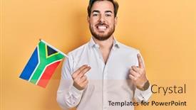  Presentation with happy sad face man - PPT theme with handsome-caucasian-man-with-beard background and a coral colored foreground