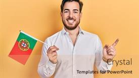  Presentation with beard - PPT layouts having handsome-caucasian-man-with-beard background and a coral colored foreground