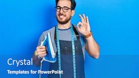  Presentation with beard - Presentation theme featuring handsome-caucasian-man-with-beard background and a ocean colored foreground
