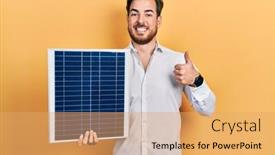  Presentation with solar panel - PPT theme enhanced with handsome-caucasian-man-with-beard background and a yellow colored foreground