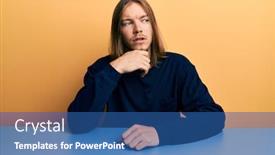  Presentation with long hair man - Slide set featuring handsome-caucasian-man-with-long background and a ocean colored foreground