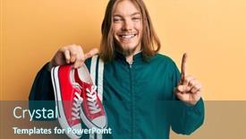  Presentation with long hair man - Audience pleasing PPT theme consisting of handsome-caucasian-man-with-long backdrop and a ocean colored foreground