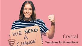  Presentation with change - Audience pleasing slide set consisting of handsome-caucasian-man-with-long backdrop and a coral colored foreground