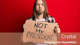  Presentation with protest - Presentation design with handsome-caucasian-man-with-long background and a coral colored foreground