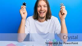  Presentation with poker chips - Slides featuring handsome-caucasian-man-with-long background and a light blue colored foreground