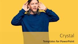  Presentation with deaf - Audience pleasing presentation design consisting of handsome-caucasian-man-with-long backdrop and a yellow colored foreground