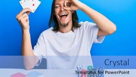  Presentation with playing cards - Amazing presentation having handsome-caucasian-man-with-long backdrop and a light blue colored foreground