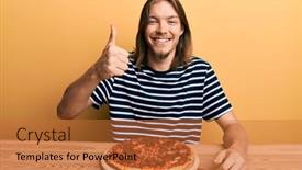  Presentation with long hair man - Beautiful PPT theme featuring handsome-caucasian-man-with-long backdrop and a red colored foreground