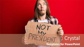  Presentation with protest - PPT theme having handsome-caucasian-man-with-long background and a coral colored foreground