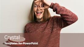  Presentation with long hair man - Presentation design consisting of handsome-caucasian-man-with-long background and a tawny brown colored foreground