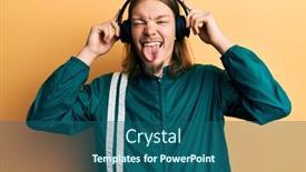  Presentation with long hair man - Colorful presentation design enhanced with handsome-caucasian-man-with-long backdrop and a ocean colored foreground