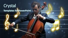  Presentation with sheet music - Amazing presentation having handsome cellist playing with music backdrop and a  colored foreground