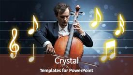  Presentation with sheet music - PPT layouts enhanced with handsome cellist playing with music background and a  colored foreground
