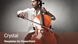  Presentation with golf player playing - Slides featuring handsome cello player background and a tawny brown colored foreground