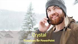  Presentation with gold man smile - Slide deck consisting of handsome cheerful bearded man smiling background and a tawny brown colored foreground