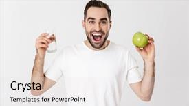  Presentation with green glass - Amazing slide set having handsome cheerful man wearing blank backdrop and a white colored foreground