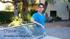  Presentation with villa - PPT layouts having handsome-cheerful-teen-boy-stands background and a light blue colored foreground