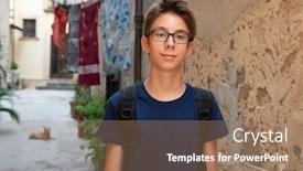  Presentation with teen - Audience pleasing slide deck consisting of handsome-cheerful-teen-boy backdrop and a coral colored foreground