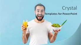  Presentation with blue orange - PPT theme featuring handsome-cheerful-young-bearded-man background and a light blue colored foreground