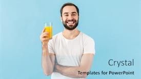  Presentation with blue and orange - Colorful theme enhanced with handsome-cheerful-young-bearded-man backdrop and a light blue colored foreground
