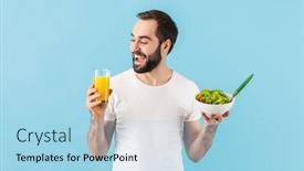  Presentation with blue orange - PPT theme having handsome-cheerful-young-bearded-man background and a light blue colored foreground