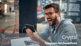  Presentation with audio video - Slide set consisting of handsome-cheerful-young-man background and a gray colored foreground