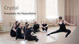  Presentation with dance - Audience pleasing PPT theme consisting of handsome-choreographer-demonstrating-contemporary-dance backdrop and a lemonade colored foreground