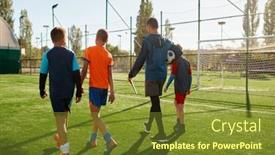  Presentation with soccer field - Slide set featuring handsome-coach-and-junior-soccer background and a tawny brown colored foreground