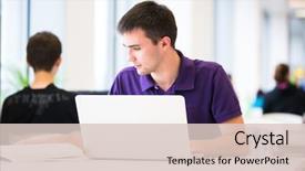  Presentation with college campus - Slide deck featuring handsome college student using his background and a lemonade colored foreground