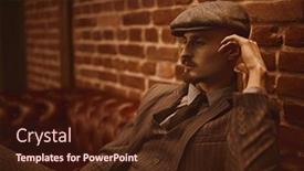  Presentation with rich man - PPT layouts consisting of handsome-confident-man-sitting-pensive background and a wine colored foreground