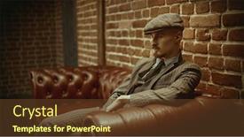  Presentation with rich man - Audience pleasing PPT theme consisting of handsome-confident-man-sitting-pensive backdrop and a tawny brown colored foreground