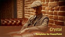  Presentation with rich man - Slide deck having handsome-confident-man-sitting-pensive background and a tawny brown colored foreground