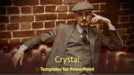  Presentation with rich man - Presentation theme featuring handsome-confident-man-sitting-pensive background and a tawny brown colored foreground