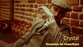  Presentation with rich man - Presentation design consisting of handsome-confident-man-sitting-pensive background and a tawny brown colored foreground