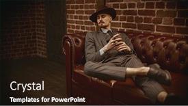  Presentation with rich man - Presentation design consisting of handsome-confident-man-sitting-relaxed background and a wine colored foreground