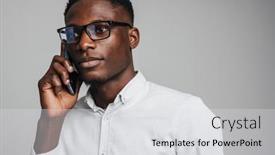  Presentation with formal - Theme having handsome-confident-young-african-business background and a light gray colored foreground