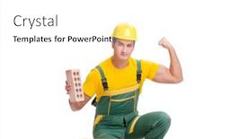  Presentation with building construction - Cool new presentation theme with handsome-construction-worker-building-brick backdrop and a white colored foreground