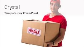  Presentation with contractor - Amazing presentation theme having handsome-contractor-holding-fragile-box backdrop and a white colored foreground