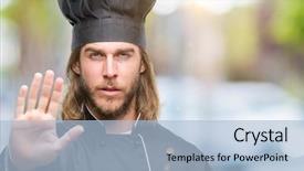  Presentation with long hair man - Beautiful slides featuring handsome cook man with long backdrop and a  colored foreground