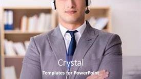  Presentation with customer service - Presentation enhanced with handsome-customer-service-clerk background and a gray colored foreground