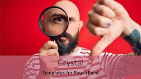  Presentation with detective magnifying glass - Cool new slide deck with handsome-detective-bald-man backdrop and a coral colored foreground