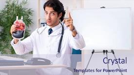  Presentation with blood transfusion - Cool new PPT layouts with handsome doctor in blood transfusion backdrop and a lemonade colored foreground