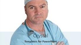  Presentation with scrubs - PPT layouts consisting of handsome-doctor-in-scrubs-looking background and a light blue colored foreground