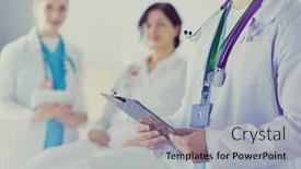  Presentation with handsome - PPT layouts consisting of handsome-doctor-is-talking background and a light gray colored foreground