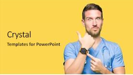  Presentation with facial pain medical man - Colorful PPT theme enhanced with handsome doctor man wearing medical backdrop and a yellow colored foreground
