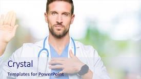  Presentation with medical hand - Audience pleasing slide deck consisting of hand on chest and open backdrop and a  colored foreground