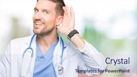  Presentation with medical smiling doctor - Slides enhanced with handsome doctor man wearing medical background and a  colored foreground