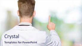  Presentation with medical hand - Amazing slide set having handsome doctor man wearing medical backdrop and a sky blue colored foreground